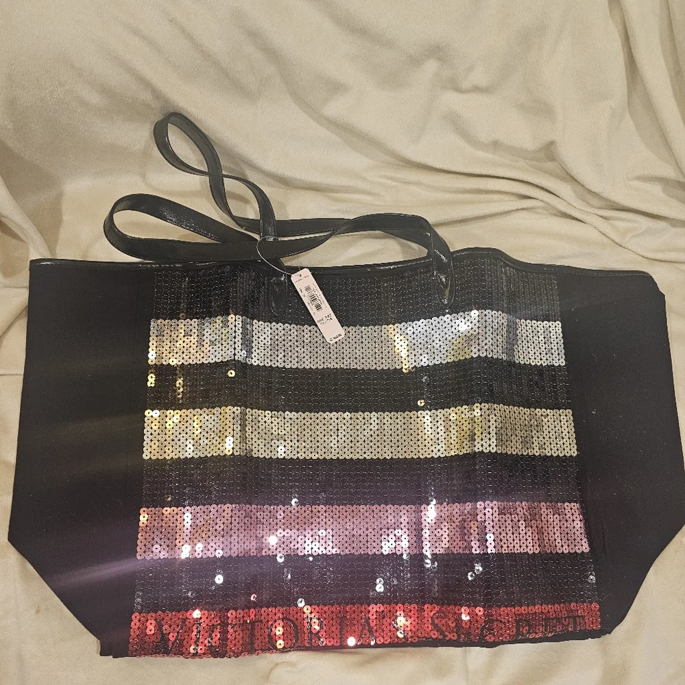 Victoria's secret pink tote shoulder bag shopper logo purse casual travel NWT - Picture 1 of 6